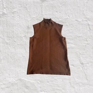 Garfield and Marks Sweater Women's XS Brown Cocoa Sleeveless Turtleneck Ribbed